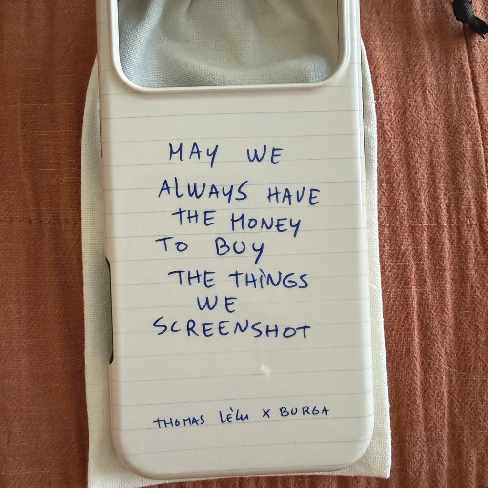 White Thomas Lethu x Burga Notepad Script iPhone Case